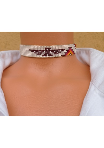 kum boncuk dokuma kartal figürlü choker