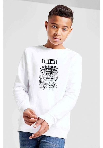 Tshirthane Tool Band Baskılı Unisex Çocuk Beyaz Sweatshirt (528513793) Beyaz