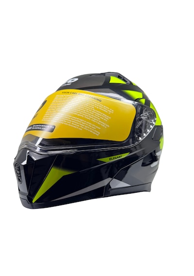 Kask Evo Vizörlü Çeneden Açılır Metalik Siyah- Sarı Siyah - Sarı