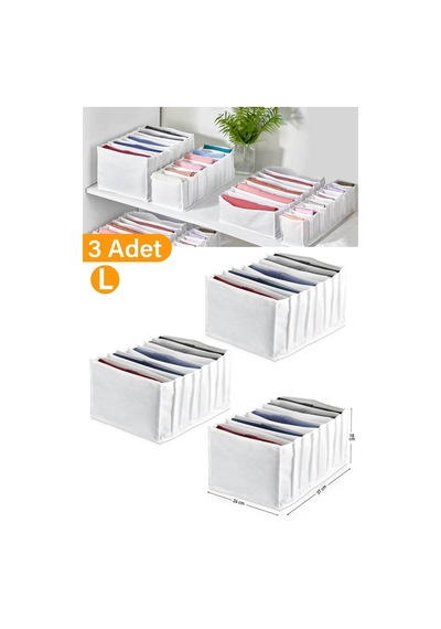 Serstil 3 Adet - Large 8 Gözlü Çekmece Içi Düzenleyici Organizer 27 X 35 X 17 Beyaz-3l