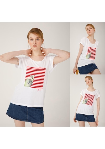 Biggdesign Pistachio Çizgili Kadın T-Shirt
