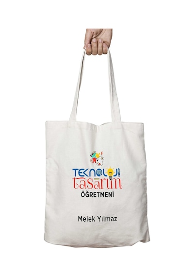 Art Hediye Kişiye Özel Teknoloji Tasarım Öğretmeni İki Tarafı Kalıcı Baskılı Yıkanabilir Çanta Çok Renkli