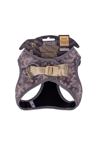Doggie Havalı Dokuma Reflektör Serisi Küçük Irk Göğüs Tasması Kamuflaj S-32-38Cm Kamuflaj