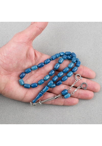 Sıkma Kehribar Kapsül Kesim Alpaka Püsküllü 7x11mm Tesbih 13581656