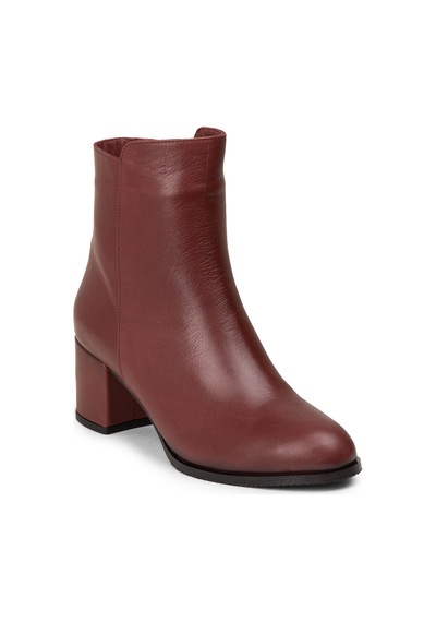 Deery Kadın Bordo Hakiki Deri Fermuarlı Bot - A5810zbrdc01 Bordo
