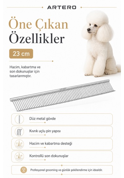 Artero Bear Kedi Ve Köpekler İçin Kabartma Ve Hacimlendirme Tarağı 23 Cm