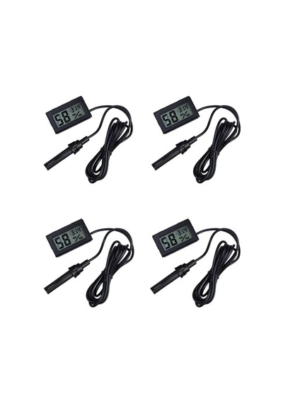 Dijital Sıcaklık Ve Nem Ölçer Problu Kuluçka Termometre Higrometre - 4 Adet Set Bx-316166