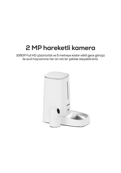 Xenon Smart Akıllı Mama Kabı Kameralı 2mp Gece Görüş, Wifi Mobil Kontrol, Çelik Kase, Çift Yönlü Ses X8610