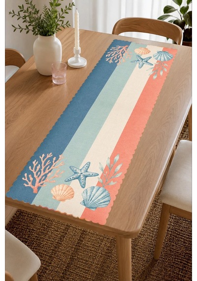 Vivanni Home Yıkanabilir Dikdörtgen Runner Günlük Kullanıma Uygun, Pratik Ve Uzun Ömürlü Deniz Model
