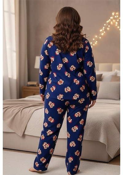Siyah İnci Curve Büyük Beden Battal Boy Düğmeli Pamuklu Pijama Takımı 7617 Lacivert Kırmızı Ayıcıklı Siyah İnci Curve Büyük Beden Battal Boy Düğmeli Pamuklu Pijama Takımı 7617 Lacivert Kırmızı Ayıcıklı