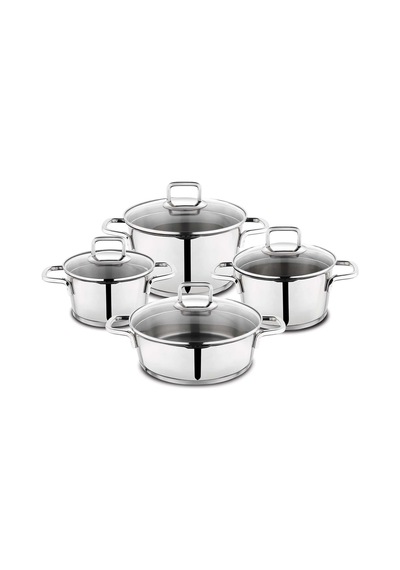 Schafer Stahl Çelik Tencere Seti -8 Prç.-Inox
