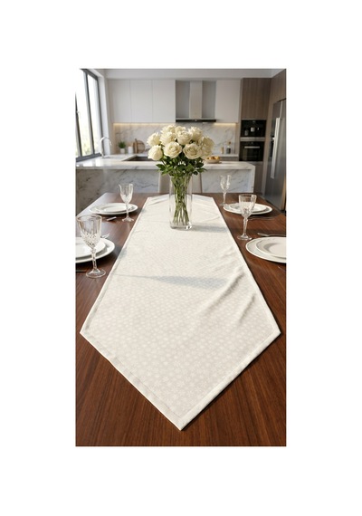 %100 Pamuk Özel Desenli Üçgen Runner 40x110 Beyaz - 900631620 Beyaz