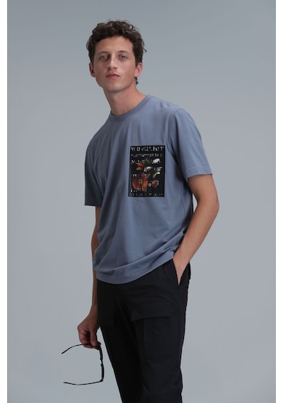 Lufian Erkek Exotıc Modern Grafik T-shirt 111020202 Koyu Gri Antrasit