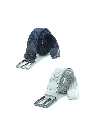 Ikil Elastik Örgü Kemer 3,5cm Lacivert Ve Beyaz Lastik Kemer Unisex 2 Adet Lacivert-beyaz
