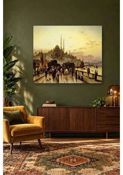 Fida Galata Köprüsünden Yeni Cami Manzarası Canvas Tablo Çok Renkli