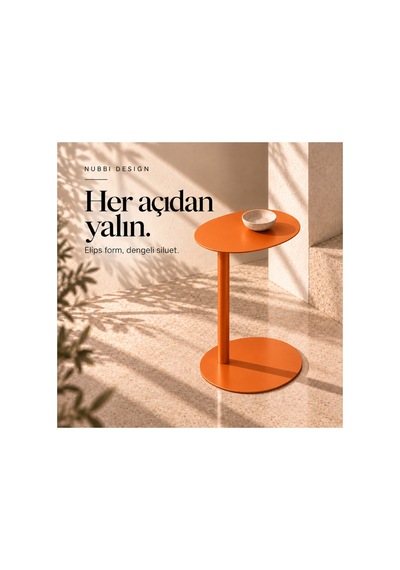Slate Metal C Sehpa Modern Tasarım Elips Tablalı Minimalist Koltuk Yanı Sehpa Turuncu - 935314037 Turuncu