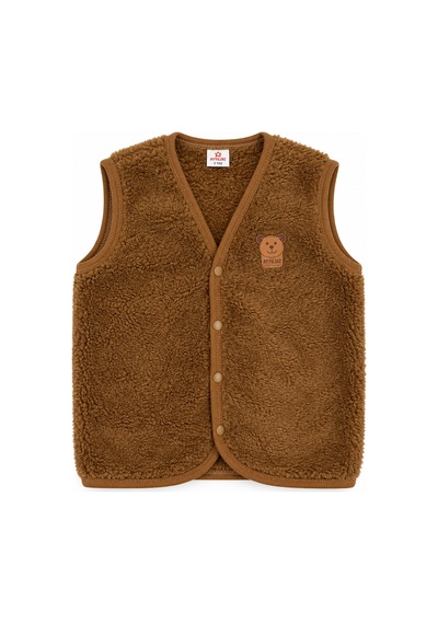 Beniizle Ayıcık Detaylı Unisex Peluş Yelek Kahverengi