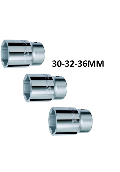 Ht- Rico 3/4 30-32-36mm 6 Köşe Kısa Lokma Ağır Lokma 3 Parça