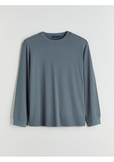 LC Waikiki Lc Waıkıkı İndigo Bisiklet Yaka Uzun Kollu Erkek Sweatshirt
