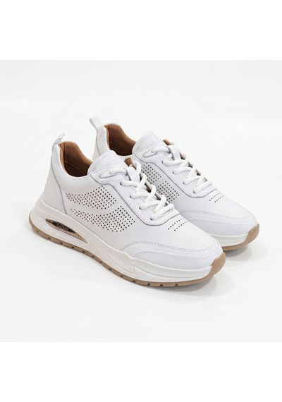 Marcomen 19027 Bağlı Yanı Delik Baskılı Hafif Günlük Erkek Sneaker Ayakkabı Beyaz