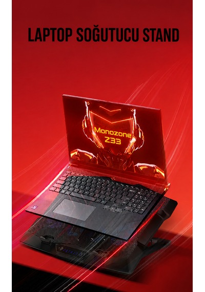Monozone Z33 Işıklı Laptop Soğutucu 8 Fanlı 17inç Yükseklik Ayarlı Stand Sessiz Notebook Soğutucu