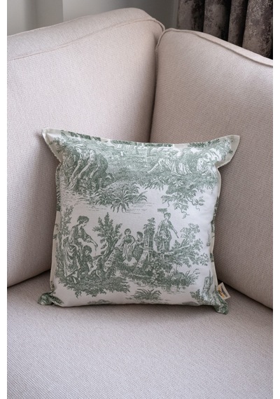 Yeşil Kırlent Vintage Desenli 50x50 Dekoratif Yastık Kılıfı Beyaz - Yeşil - 702801811 Beyaz - Yeşil