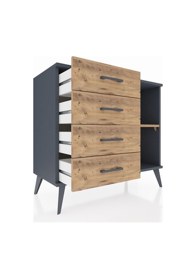 Hyperion Şifonyer Tek Raflı 4 Çekmeceli 88x44x80 Antrasit-çam Çam Hyperion Şifonyer Tek Raflı 4 Çekmeceli 88x44x80 Antrasit-çam Çam