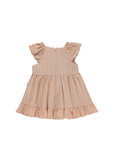 Civil Baby Fiyonk Nakış 6-18 Ay Elbise - Pembe GÜL KURUSU