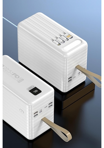 Powerway 120.000 Mah Pd 22.5w Hızlı Şarj Dahili Kablolu Gerçek 120.000 Mah Siyah Trafo Powerbank