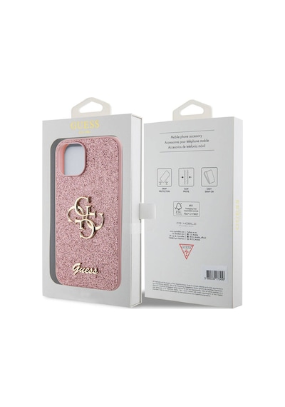 Apple Uyumlu iPhone 15 Kılıf Guess Lisanslı 4g Büyük Metal Logolu Glitter Kapak Siyah