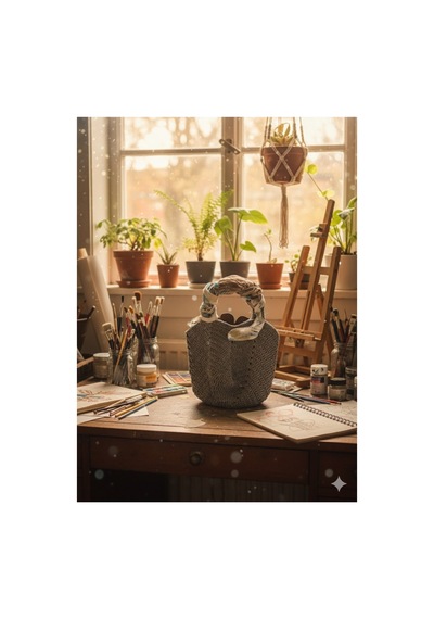 Execanta El Çanta Kağıt İp Örme Füme 25x33 Gri