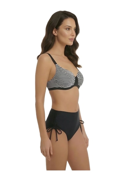 Donlaritta Büyük Beden Toparlayıcı Siyah Beyaz-lacivert Beyaz Göğüs Pedli Bikini Takımı 42-44-46-48-50-52-54 Siyah - Beyaz