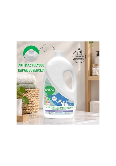 Siveno %100 Doğal Çamaşır Sabunu Lavanta Yağlı Kendinden Yumuşatıcılı Bitkisel Deterjan 1000 Ml X2 1 L