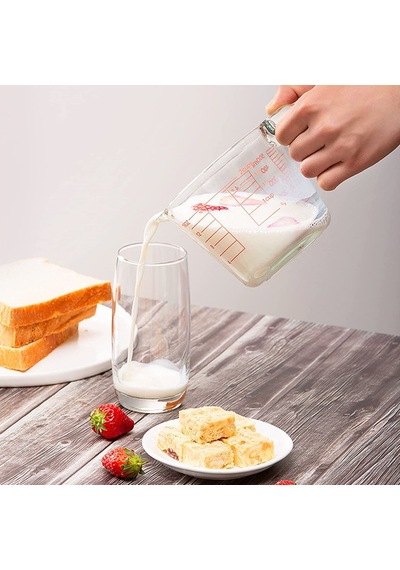 Kulplu Cam Beher 500 ML - Cam Ölçü Kabı - Multi Ölçekli - 2 Cup
