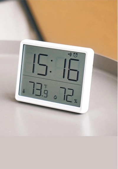 Dijital Oda Termometre Sıcaklık Ve Nem Ölçer Masa Saati Alarm Lcd Ekran Duvara Takılır Beyaz