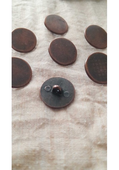 Antık Bakır Metal Düğme 16 Mm 7 Adet