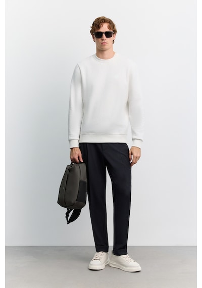 Avva Erkek Beyaz Bisiklet Yaka 3 İplik Şardonlu -5 Dereceye Dayanıklı Regular Fit Sweatshirt A62y1291