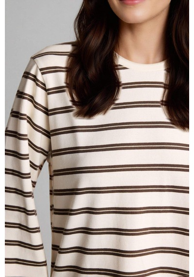 Defacto Loose Fıt Çizgili Tunik H4444ax26spbn317 Kahve-bn317