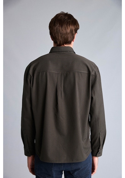 Defacto Relaxed Fit Polo Yaka Kareli Flanel Uzun Kollu Gömlek H5115ax26aukh79 Haki-kh79