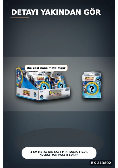 4 Cm Metal Die-cast Mini Sonic Figur Koleksiyon Paketi Surpriz Nano Oyun Bx-313802