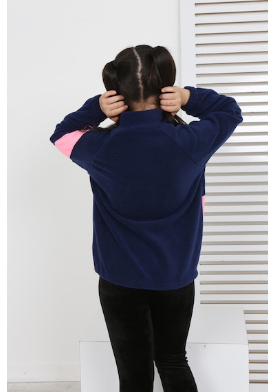 Toontoy Kız Çocuk Dik Yaka Fermuarlı Renk Bloklu Reglan Kol Polar Hırka - Beli Ayarlanabilir Lastikli Lacivert Toontoy Kız Çocuk Dik Yaka Fermuarlı Renk Bloklu Reglan Kol Polar Hırka - Beli Ayarlanabilir Lastikli Lacivert