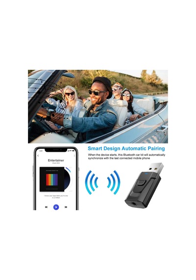 Bluetooth Alıcı Adaptörü, Bluetooth 5.0 Stereo Alıcı Eller Serbest Araç Kitleri Mini Kablosuz 3,5 Mm Aux Çıkı