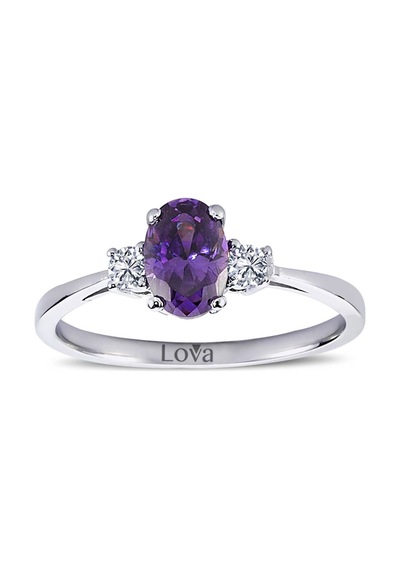 Lova Pırlantalı Oval Ametist Yüzük - 1020225