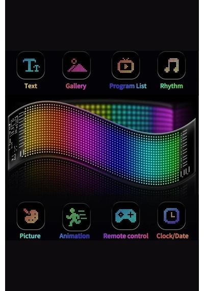 Bolsat Pixel Led Panel 16x192led 19x176cm Dijital Ekran Yazı Ve Animasyon Bantlı Bluetooth