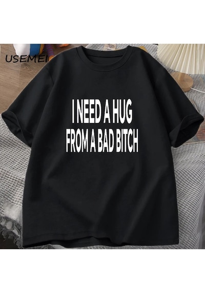 Flood Of Style Ben Kötü Bir T-shirt Erkekler Pamuk Kısa Kollu T Shirt Ummer Baskı Rahat Baskılı Tişört Erkek Siyah