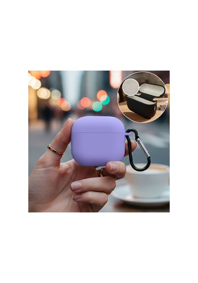 Caseonn Apple Airpods Uyumlu 5 Kılıf Askı Aparatlı Lansman Lila
