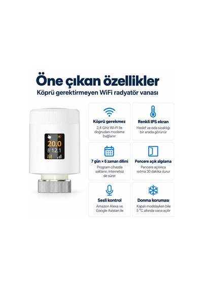 Wifi Akıllı Termostatik Radyatör Vanası, Tuya Smart Life Uyumlu