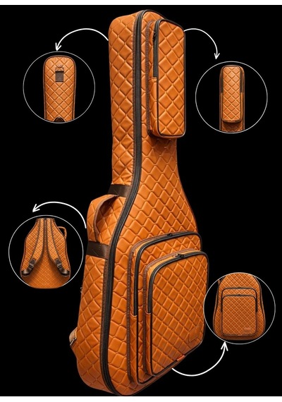 Kahverengi Profesyonel Gigbag Klasik Gitar Kılıfı-çantası-kahverengi Kapitoneli Suni Deri