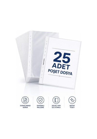 25 Adet A4 Şeffaf Dosya Föy Poşet Dosya Diğer