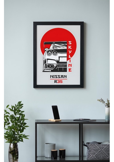 Nissan Gt-r R35 Ahşap Çerçeveli Poster Tablo Supercar Jdm Tasarım